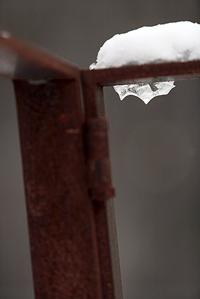 Détail de corset d'arbre et mobilier (siège) sous la neige - Annecy, parvis du Château-Musée - Haute-Savoie - France - Architecture & Paysagisme - Photographie - 06a