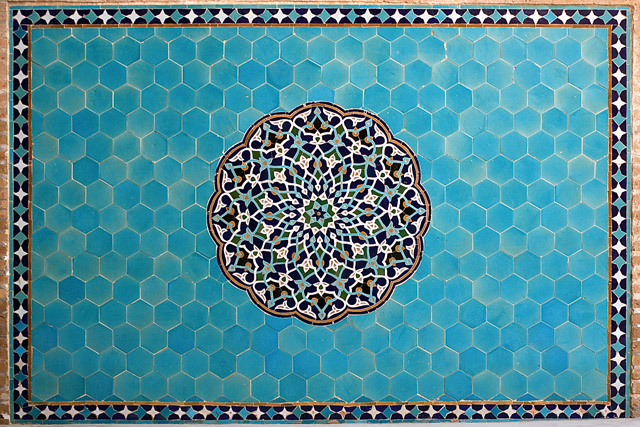 Mosaïque de faïence bleue, mosquée Jameh / Masjed-e Jameh - Yazd / یزد - Province de Yazd / استان یزد - Iran / ايران - Carnets de route - Photographie - 07